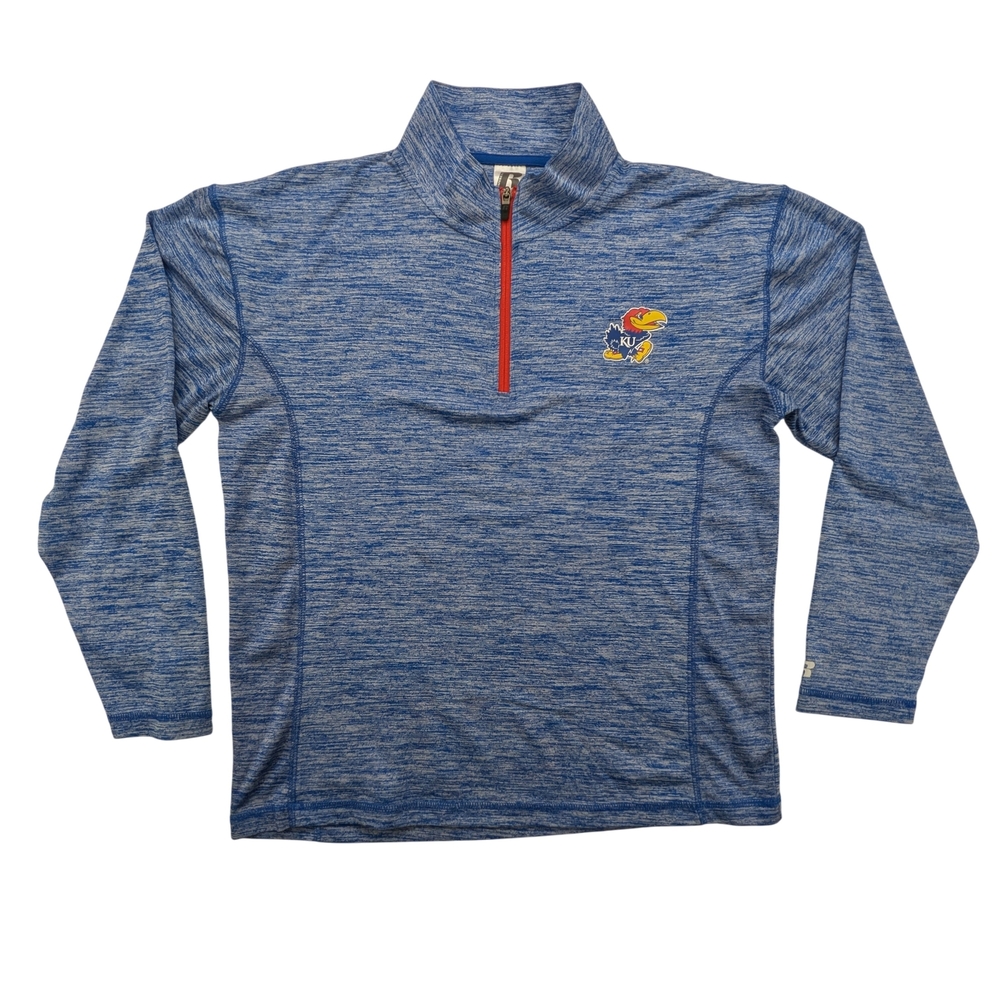 Kansas Jayhawks Mens Large Russell 1/4 Zip Pullover Performance NCAA